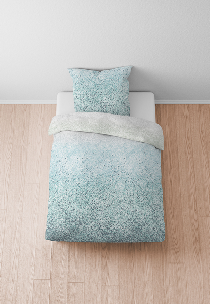Mako-Satin Bettwäsche Buml - Baumwolle - Creme / Blau - 135 x 200 cm + Kissen 80 x 80 cm