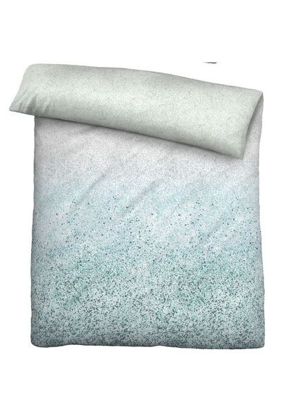 Mako-Satin Bettwäsche Buml - Baumwolle - Creme / Blau - 135 x 200 cm + Kissen 80 x 80 cm