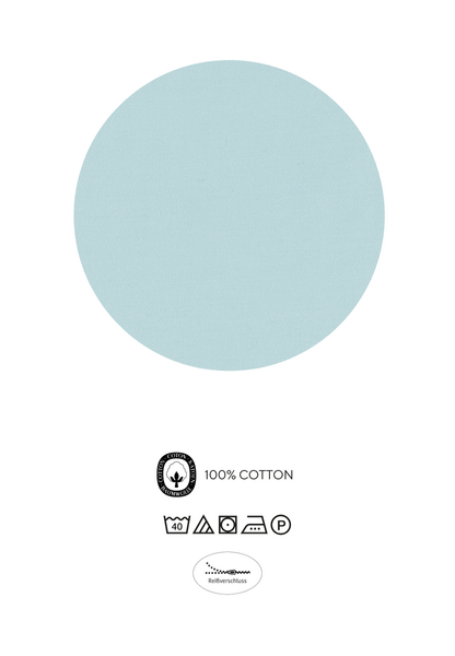 Mako-Satin Bettwäsche Buml - Baumwolle - Creme / Blau - 135 x 200 cm + Kissen 80 x 80 cm