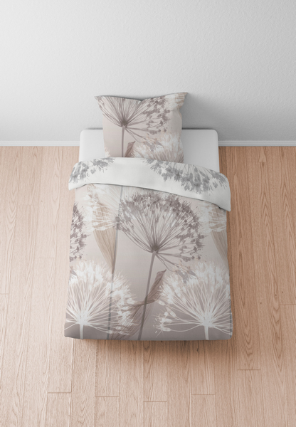 Mako-Satin Bettwäsche Faeda - Baumwolle - Taupe - 155 x 220 cm + Kissen 80 x 80 cm