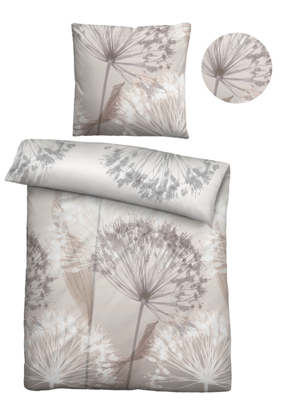 Mako-Satin Bettwäsche Faeda - Baumwolle - Taupe - 155 x 220 cm + Kissen 80 x 80 cm