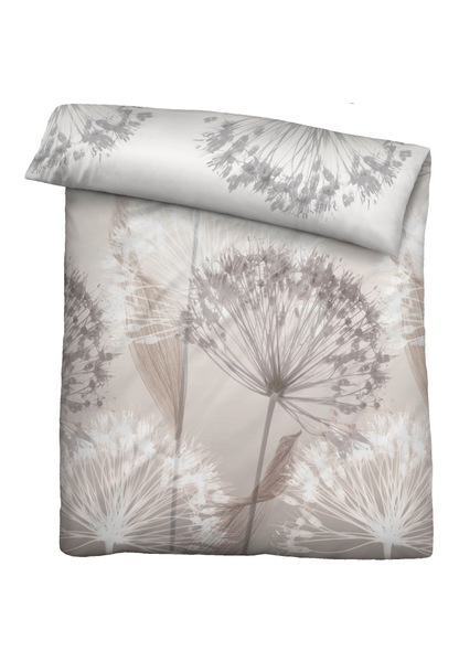 Mako-Satin Bettwäsche Faeda - Baumwolle - Taupe - 135 x 200 cm + Kissen 80 x 80 cm