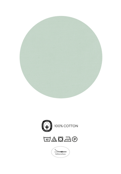Mako Satin Bettwäsche Papis - Baumwolle - Mintgrün - 135 x 200 cm + Kissen 80 x 80 cm