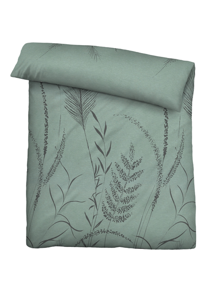 Melange-Flanell Bettwäsche Linho - Grün - 135 x 200 cm + Kissen 80 x 80 cm