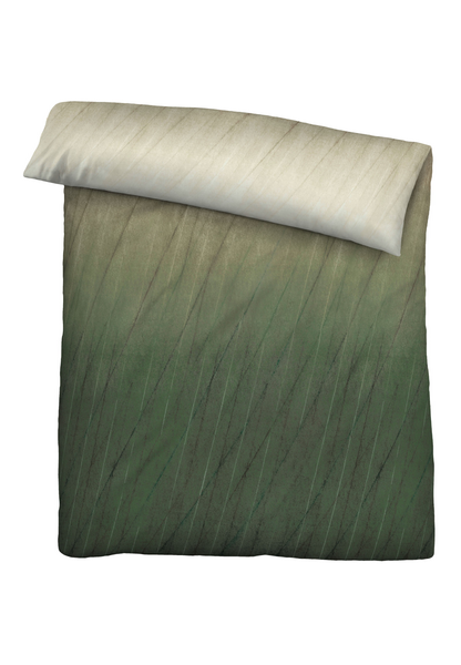 Feinbiber-Bettwäsche Maric - Baumwolle - Grün - 135 x 200 cm + Kissen 80 x 80 cm