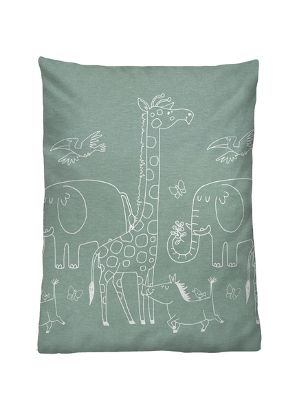 Kinder Melange-Flanell Bettwäsche Esse - Grün - 100 x 135 cm + Kissen 40 x 60 cm