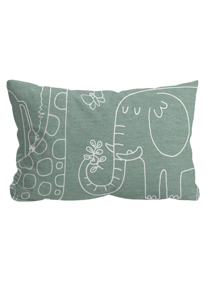Kinder Melange-Flanell Bettwäsche Esse - Grün - 100 x 135 cm + Kissen 40 x 60 cm