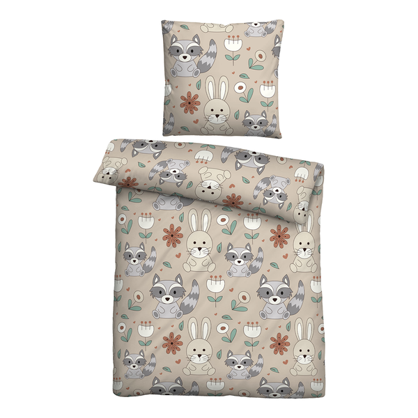 Kinder Feinbiber Bettwäsche Urtti - Baumwolle - Taupe - 135 x 200 cm + Kissen 80 x 80 cm