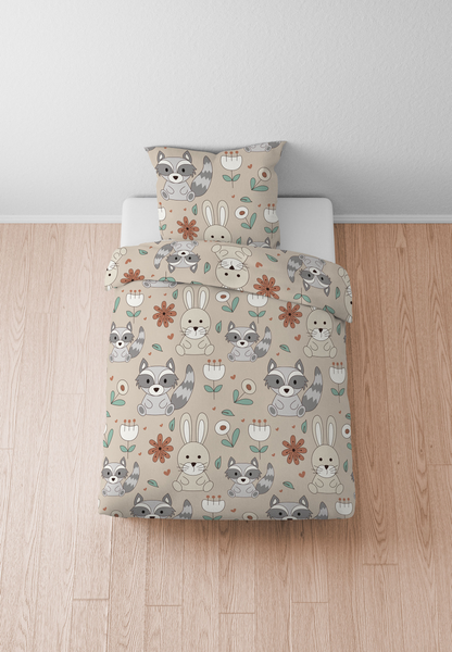 Kinder Feinbiber Bettwäsche Urtti - Baumwolle - Taupe - 135 x 200 cm + Kissen 80 x 80 cm