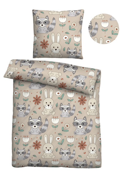 Kinder Feinbiber Bettwäsche Urtti - Baumwolle - Taupe - 135 x 200 cm + Kissen 80 x 80 cm