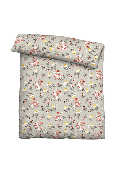 Biber-Bettwäsche Geblümt - Baumwolle / Polyester - Warmes Beige - 135 x 200 cm + Kissen 80 x 80 cm
