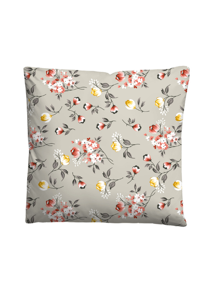 Biber-Bettwäsche Geblümt - Baumwolle / Polyester - Warmes Beige - 135 x 200 cm + Kissen 80 x 80 cm