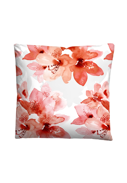 Biber-Bettwäsche Blumen - Baumwolle / Polyester - Apricot - 155 x 220 cm + Kissen 80 x 80 cm