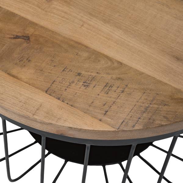 Couchtisch ROWER - Mango massiv / Metall - Mango / Schwarz - Durchmesser: 58 cm