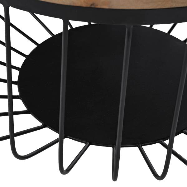 Couchtisch ROWER - Mango massiv / Metall - Mango / Schwarz - Durchmesser: 58 cm