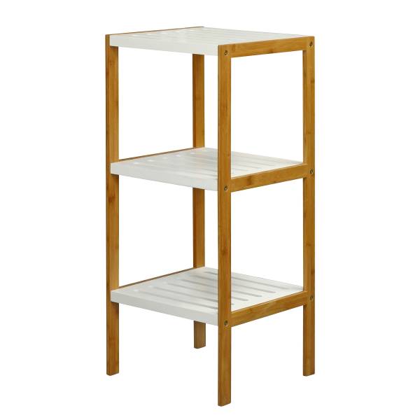 Regal Perzee - Weiß / Bambus - Höhe: 80 cm