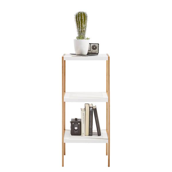 Regal Perzee - Weiß / Bambus - Höhe: 80 cm