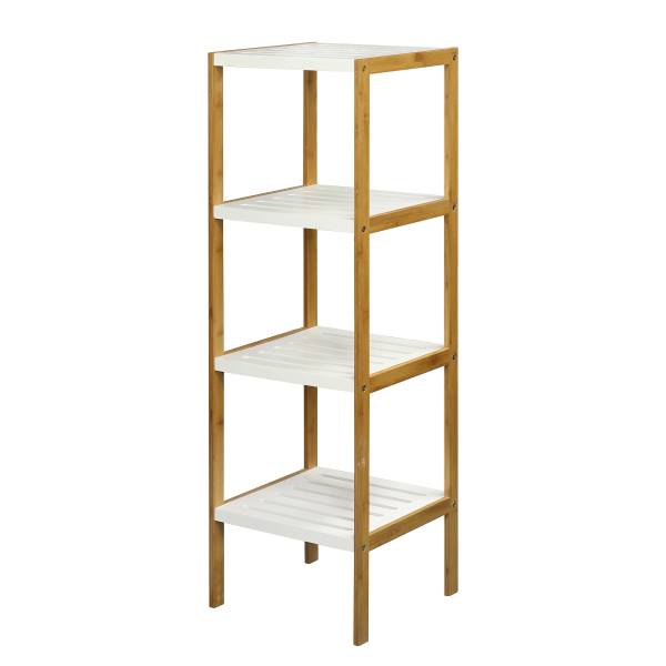 Regal Perzee - Weiß / Bambus - Höhe: 110 cm