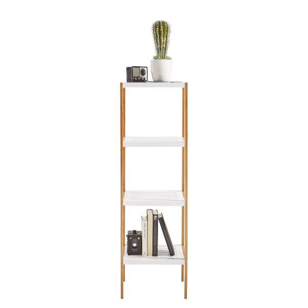 Regal Perzee - Weiß / Bambus - Höhe: 110 cm