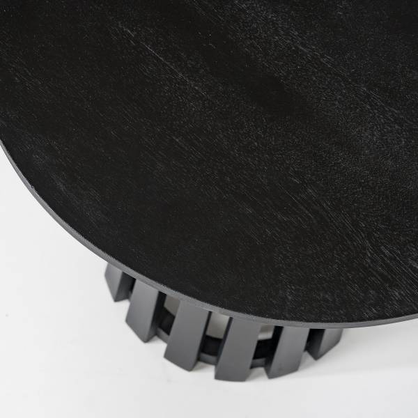 Massiver Couchtisch GAKAT - Mango Schwarz - Durchmesser: 50 cm