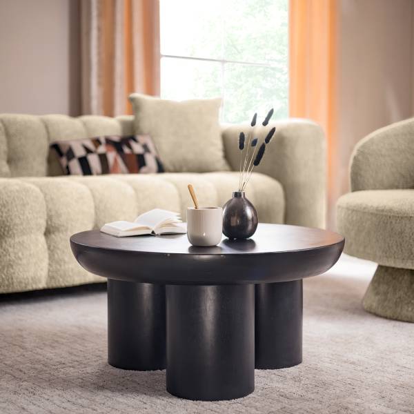 Massiver Couchtisch OLIDE - Akazie Schwarz