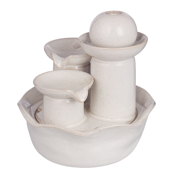Tischbrunnen BALANCE Modern - Steingut - Creme