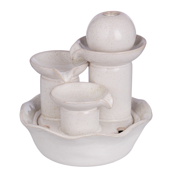 Tischbrunnen BALANCE Modern - Steingut - Creme