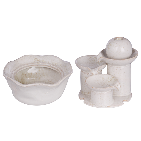 Tischbrunnen BALANCE Modern - Steingut - Creme