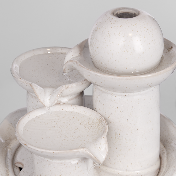 Tischbrunnen BALANCE Modern - Steingut - Creme