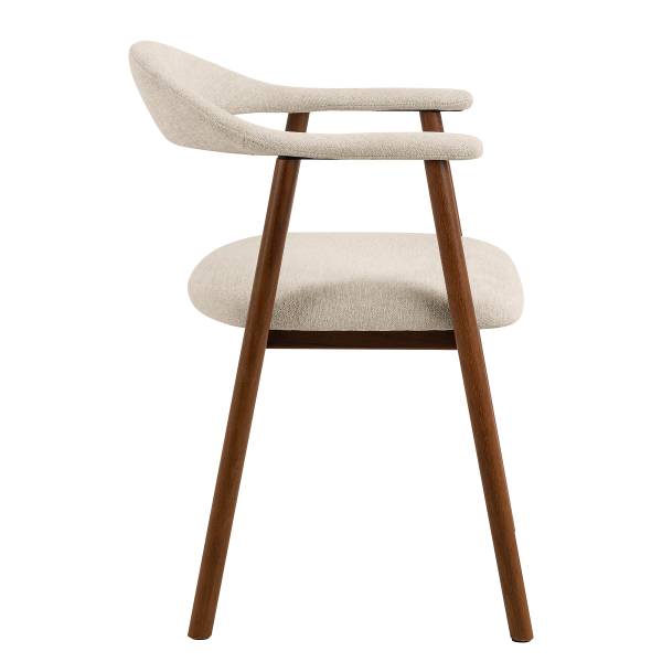 Armlehnenstuhl MESITA 2er Set - Webstoff Aphra: Beige - Eiche Dunkel