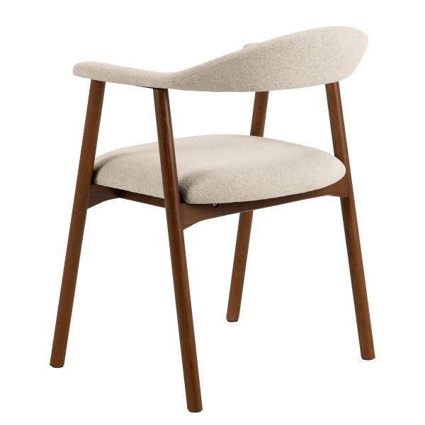 Armlehnenstuhl MESITA 2er Set - Webstoff Aphra: Beige - Eiche Dunkel