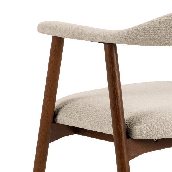 Armlehnenstuhl MESITA 2er Set - Webstoff Aphra: Beige - Eiche Dunkel