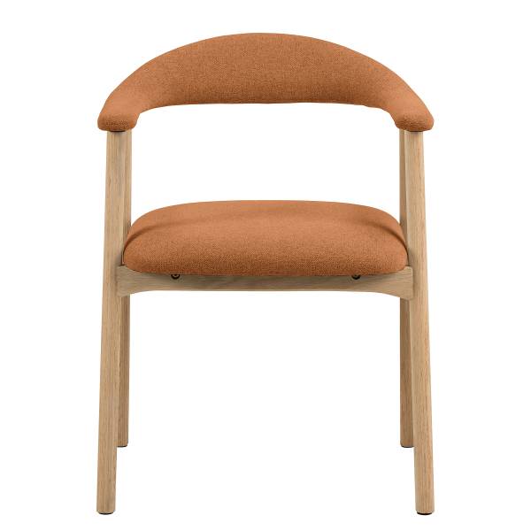 Armlehnenstuhl MESITA 2er-Set - Webstoff Aphra: Terracotta - Eiche Hell