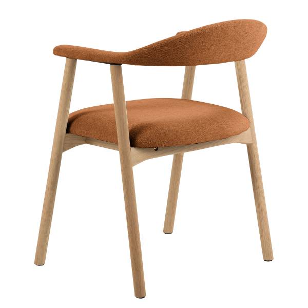 Armlehnenstuhl MESITA 2er-Set - Webstoff Aphra: Terracotta - Eiche Hell