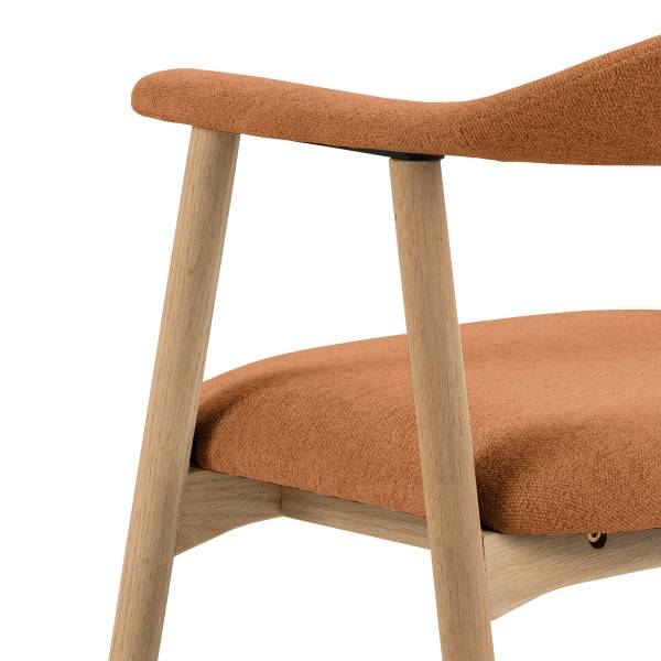 Armlehnenstuhl MESITA 2er-Set - Webstoff Aphra: Terracotta - Eiche Hell