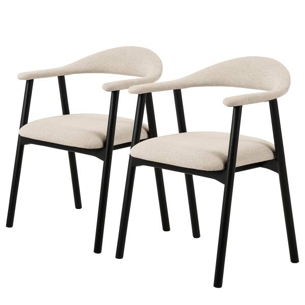 Armlehnenstuhl MESITA 2er-Set - Webstoff Aphra: Beige - Schwarz