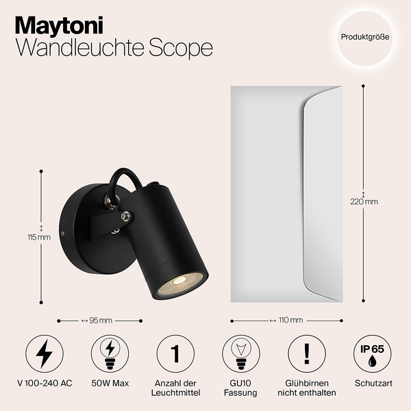 Wandleuchte Scope - Aluminium - 1-flammig