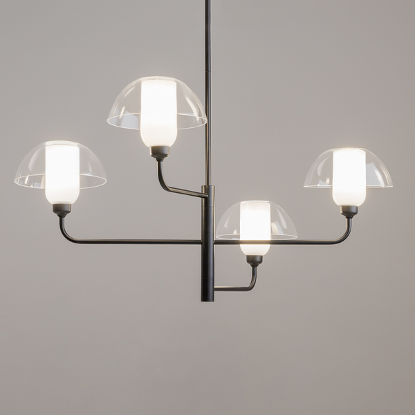 Pendelleuchte Memory Typ B - Milchglas / Metall - 4-flammig