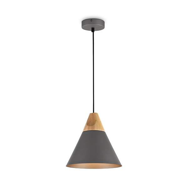 Pendelleuchte Bicones - Metall - 1-flammig - Grau - Durchmesser: 22 cm