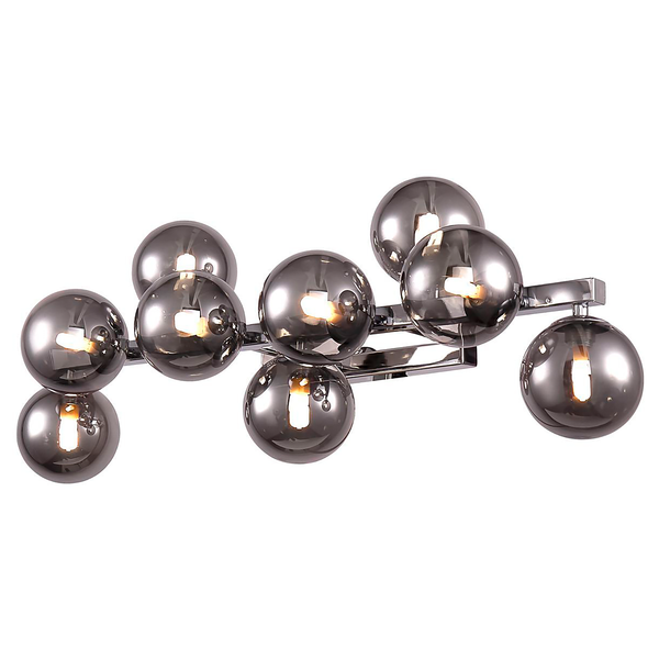 Wandleuchte Dallas Typ D - Rauchglas / Metall - 9-flammig