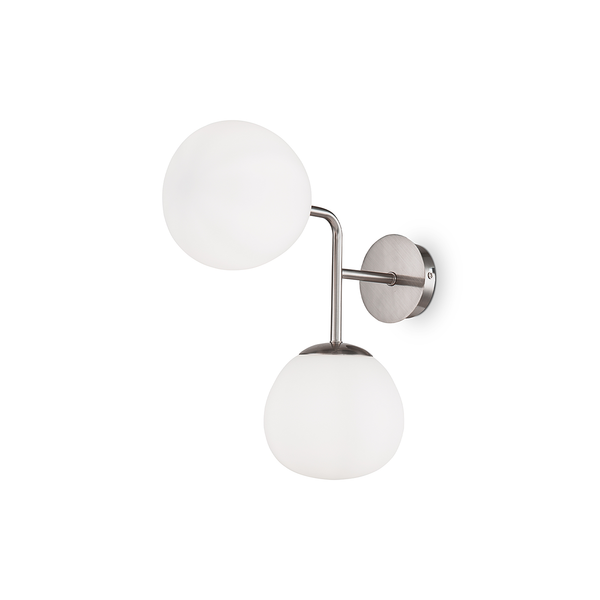 Wandleuchte Erich Typ A - Milchglas / Metall - 2-flammig