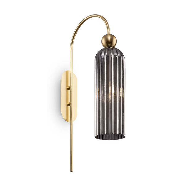 Wandleuchte Antic - Rauchglas / Metall - 1-flammig - Grau