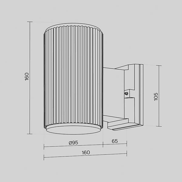 Wandleuchte Rando Typ A - Metall - 1-flammig - Grau