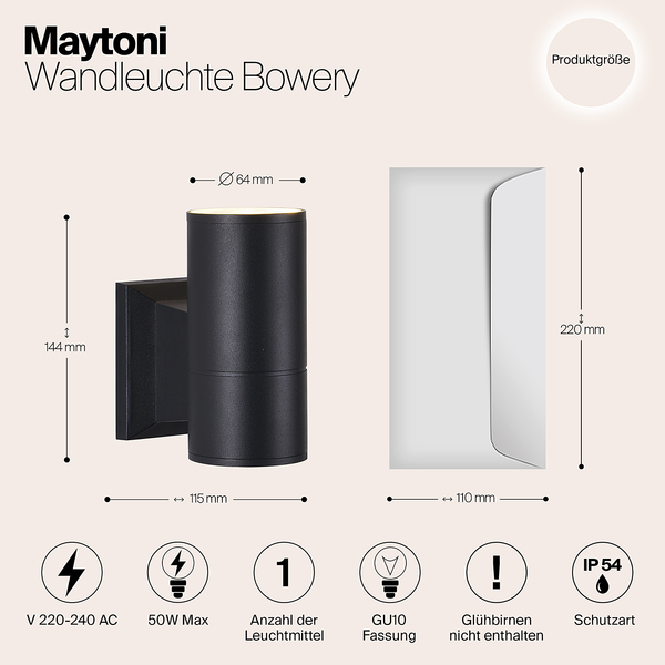 Wandleuchte Bowery Typ B - Aluminium - 1-flammig