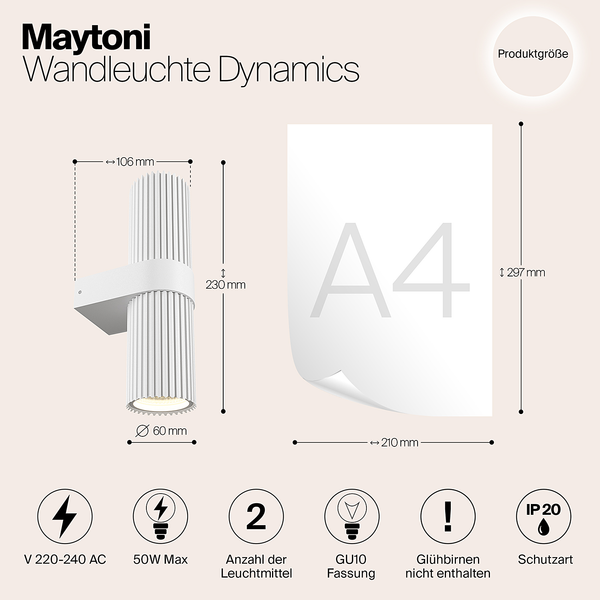 Wandleuchte Dynamics - Aluminium - 2-flammig