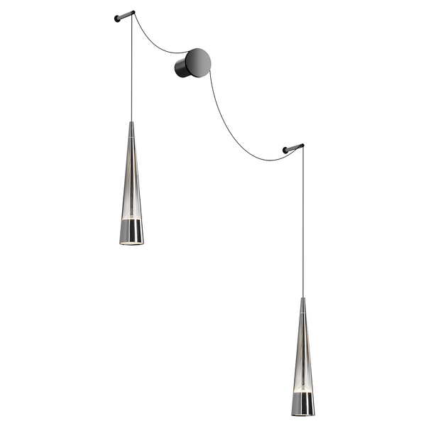 LED-Wandleuchte Sintesi - Rauchglas / Metall - 2-flammig
