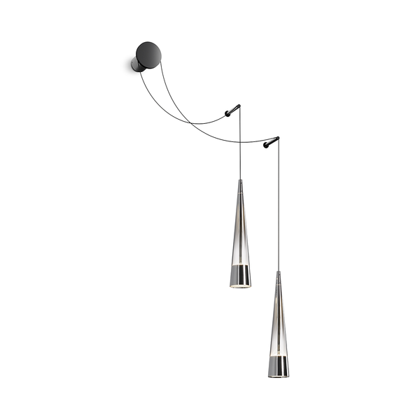 LED-Wandleuchte Sintesi - Rauchglas / Metall - 2-flammig