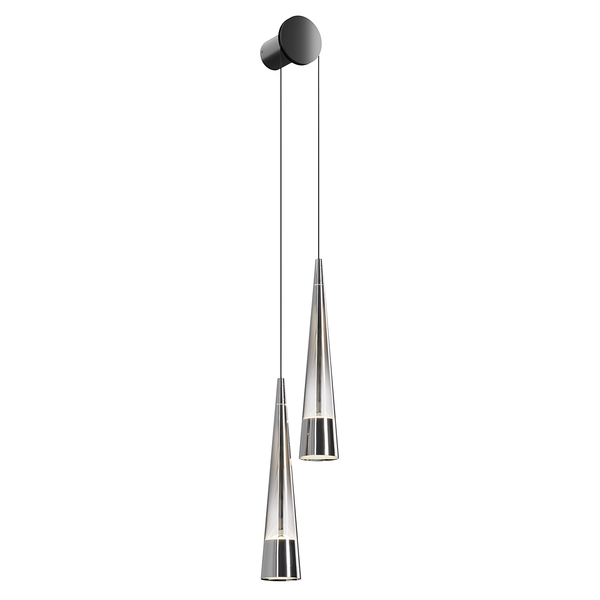 LED-Wandleuchte Sintesi - Rauchglas / Metall - 2-flammig