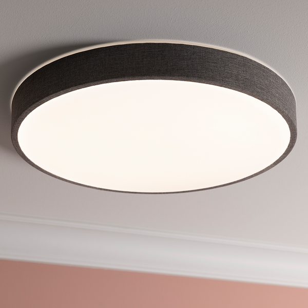 LED-Deckenleuchten Filiz - Mischgewebe / Eisen - 1-flammig - Grau - Durchmesser: 49 cm