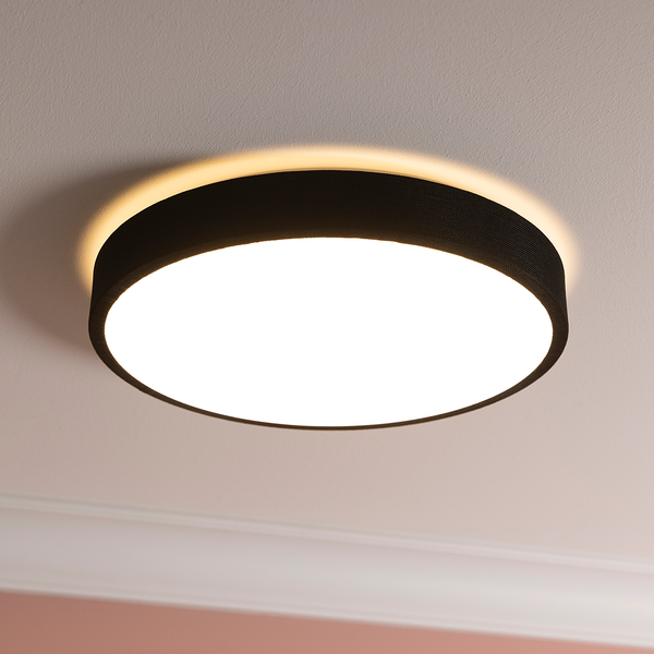 LED-Deckenleuchten Filiz - Mischgewebe / Eisen - 1-flammig - Schwarz - Durchmesser: 39 cm